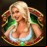 Blonde Waitress, Green Background (Feature)